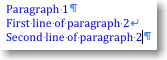 Example from word showing a paragraph and line ending.